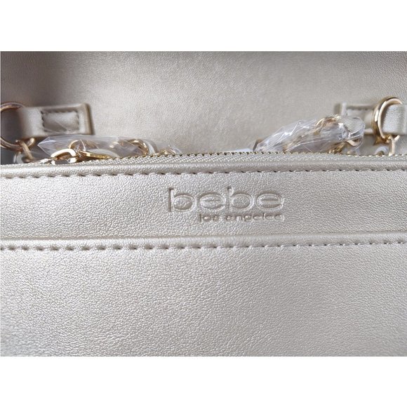 NWT BEBE Gold Sophia Crossbody Bag Small Vegan Purse Quilted Chain Strap 5x7x2 - Picture 6 of 10